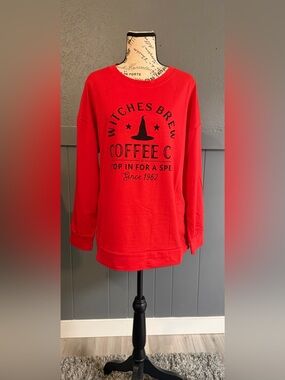 Witches Brew Coffee Co. Red Graphic Sweatshirt NWOT